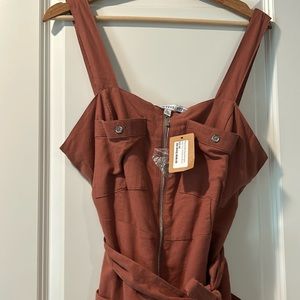 Orange zip up romper
